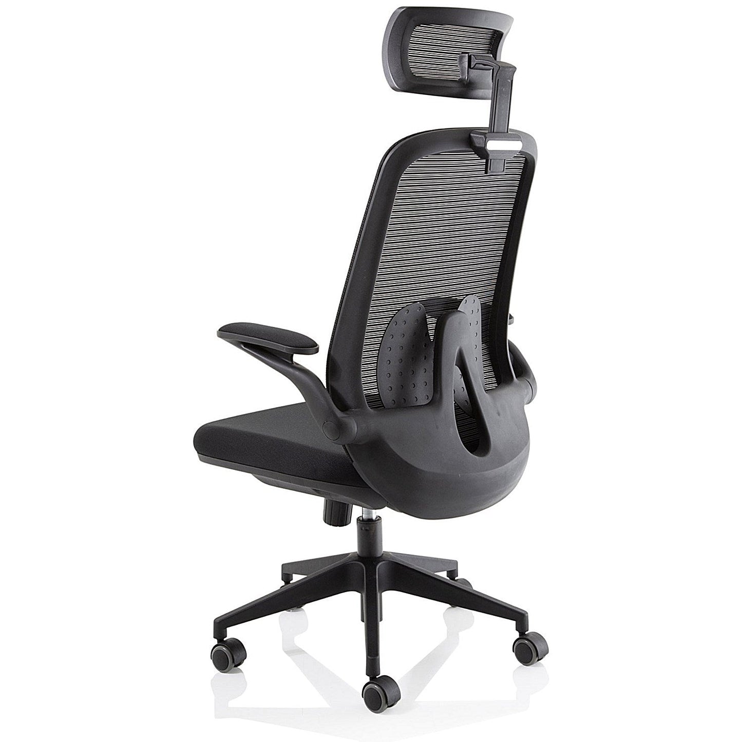 Sigma Executive Mesh Back Chair, Headrest, Folding Arms, Black