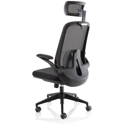 Sigma Executive Mesh Back Chair, Headrest, Folding Arms, Black