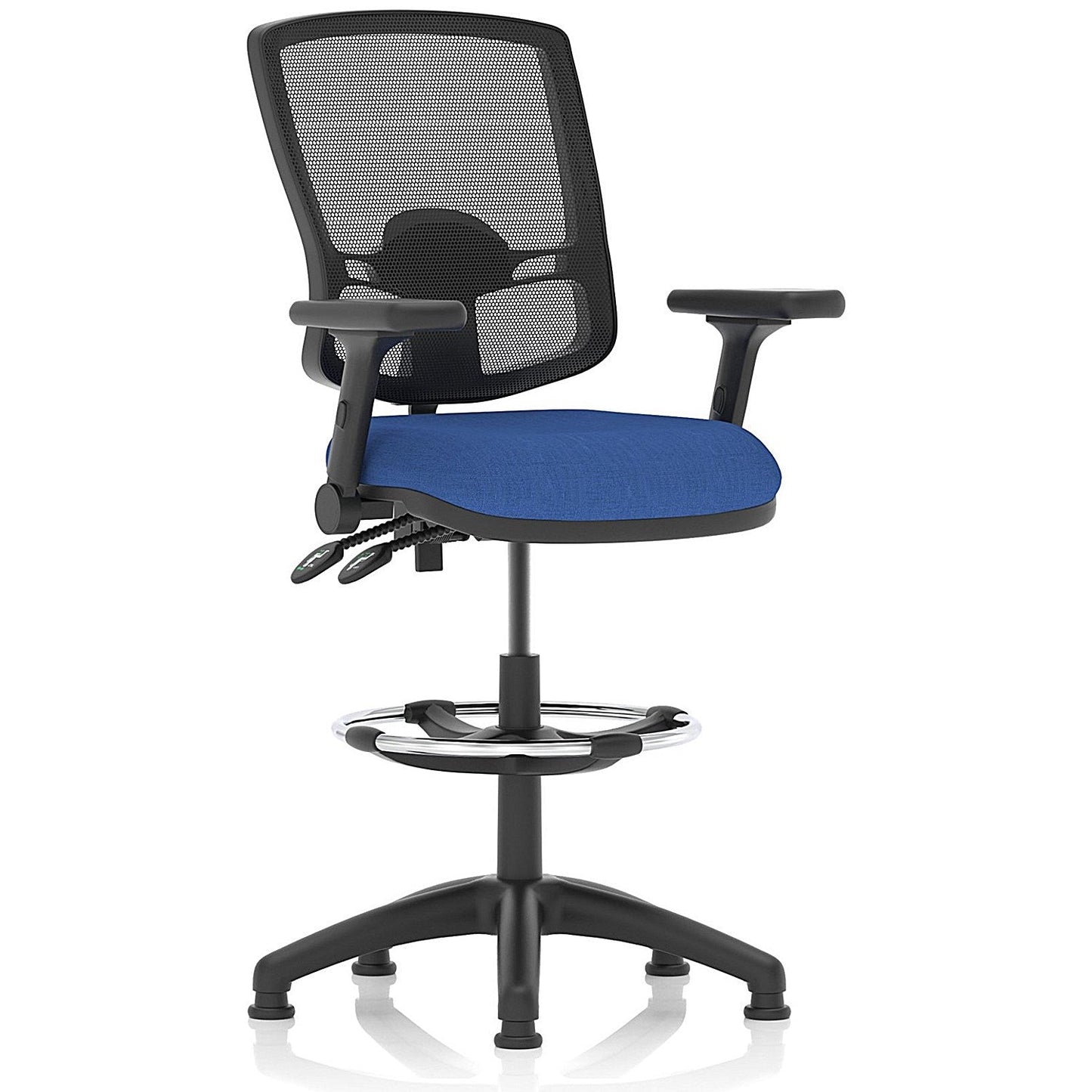 Eclipse Plus II High Rise Deluxe Mesh Back Operator Chair, Height Adjustable and Folding Arms, Blue Easy2Order : OP000342
