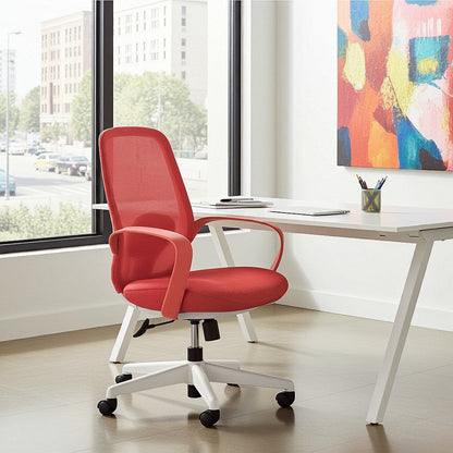 Ariel Mesh Task Operator Chair, Fixed Height Arms, Red