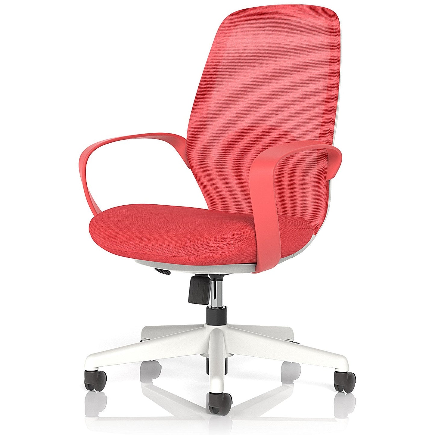 Ariel Mesh Task Operator Chair, Fixed Height Arms, Red