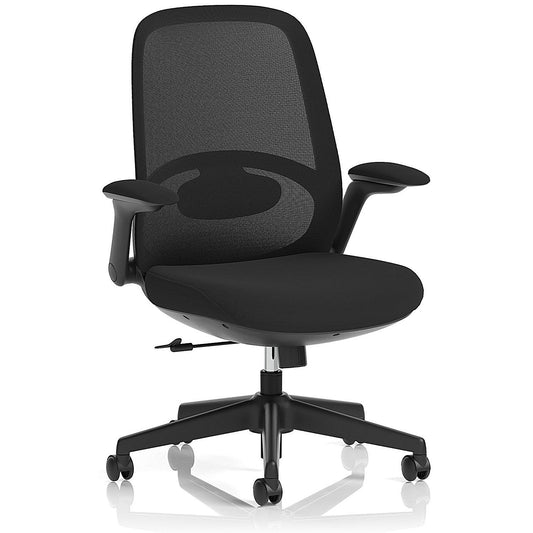Crew 2 Task Operator Mesh Back Chair, Folding Arms, Black