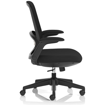 Crew 2 Task Operator Mesh Back Chair, Folding Arms, Black