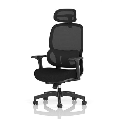 Rowan Mesh Back Chair With Headrest, Height Adjustable Arms, Black