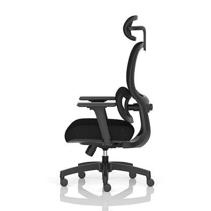 Rowan Mesh Back Chair With Headrest, Height Adjustable Arms, Black