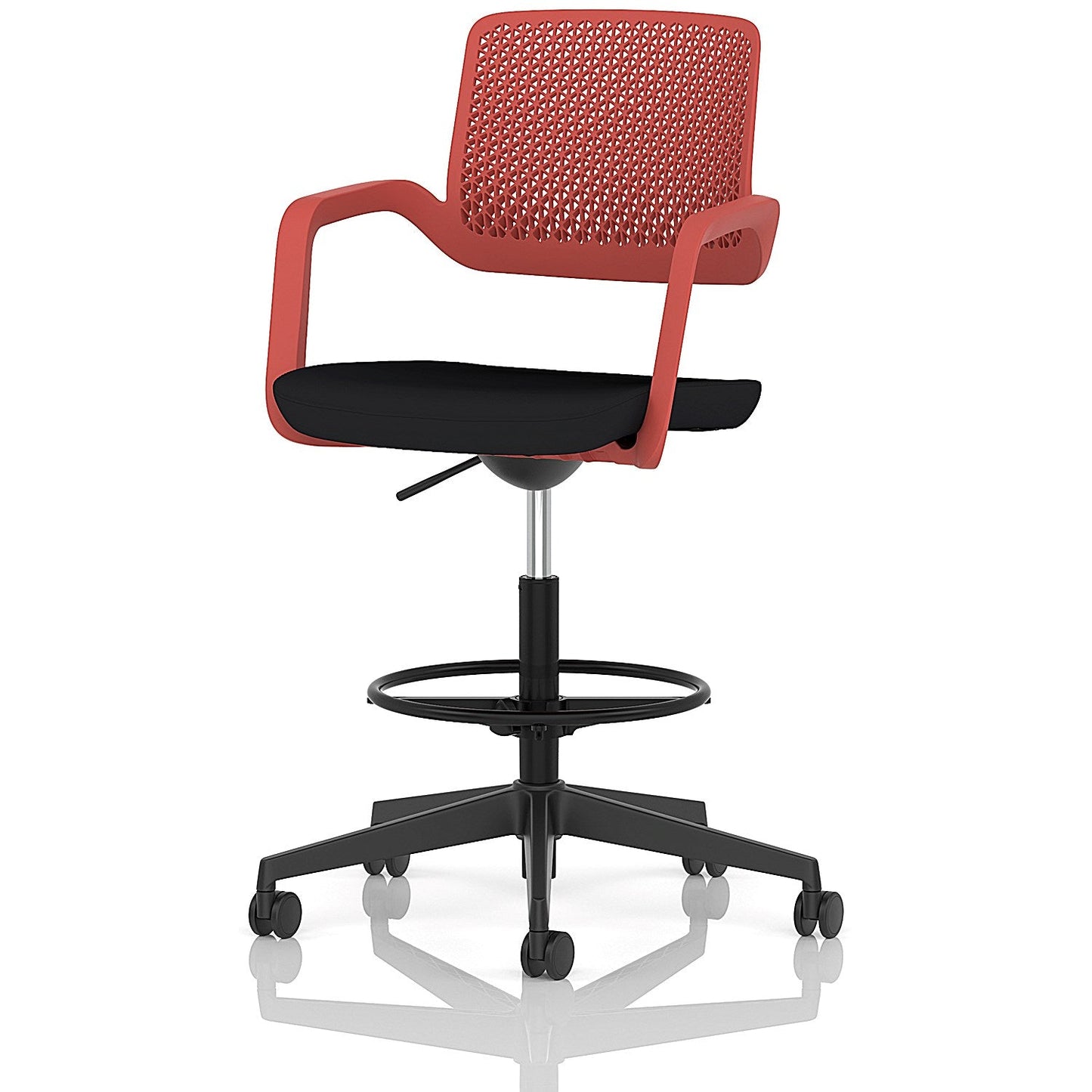 Cosmo Hi Rise Chair Red Frame Black Seat