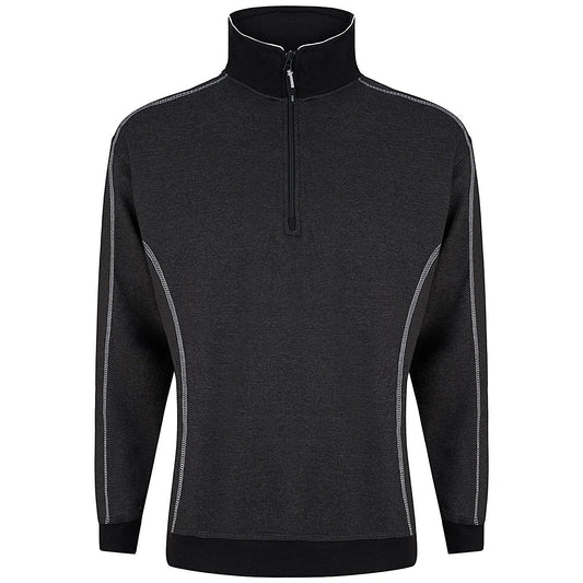 ORN Crane Quarter Zip Sweatshirt, Unisex, Charcoal Melange/Black, XL