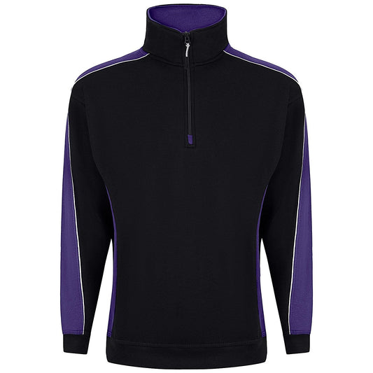 ORN Avocet Quarter Zip Sweatshirt, Unisex, Black/Purple, 5XL