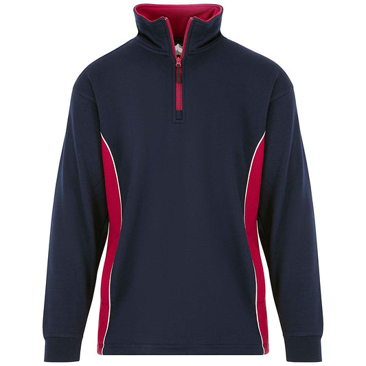 ORN Silverswift Quarter Zip Sweatshirt, Unisex, Navy Blue/Red, Small