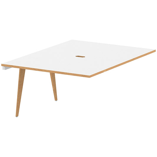 Oslo 2 Person Bench Desk Extension, Back to Back, 2 x 1200mm (800mm Deep), White Frame with Wooden Leg and Edge Easy2Order : OSL0100