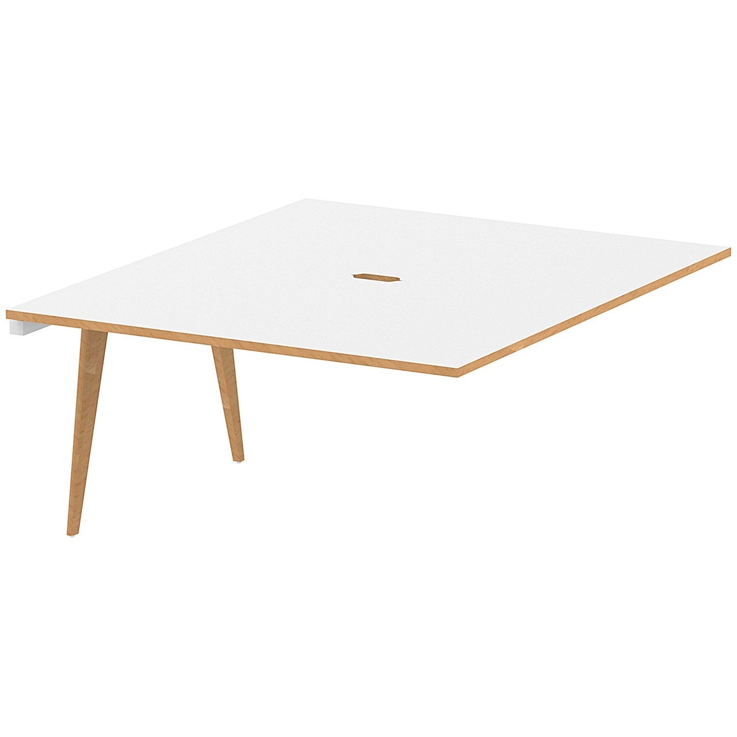 Oslo 2 Person Bench Desk Extension, Back to Back, 2 x 1400mm (800mm Deep), White Frame with Wooden Leg and Edge Easy2Order : OSL0101