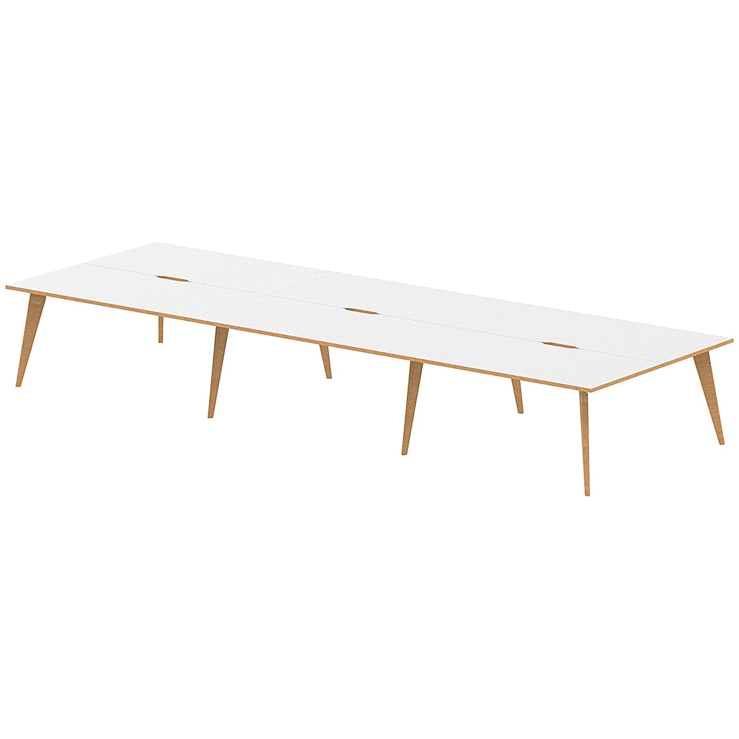 Oslo 6 Person Bench Desk, Back to Back, 6 x 1600mm (800mm Deep), White Frame with Wooden Leg and Edge Easy2Order : OSL0111