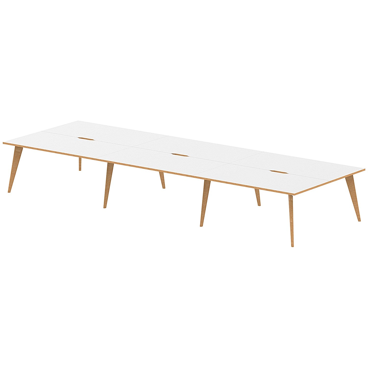 Oslo 6 Person Bench Desk, Back to Back, 6 x 1600mm (800mm Deep), White Frame with Wooden Leg and Edge Easy2Order : OSL0111