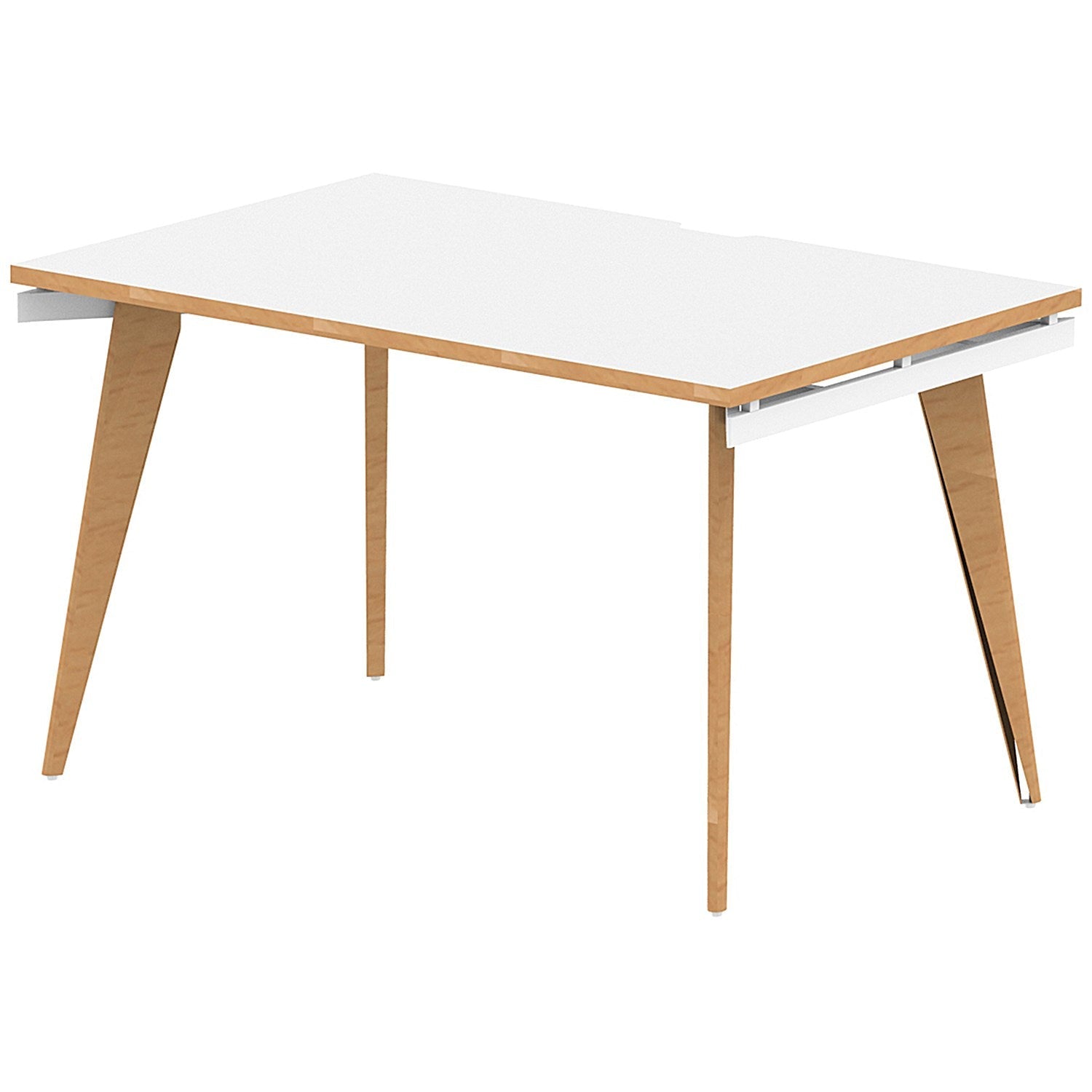 Oslo 1 Person Bench Desk, 1200mm (800mm Deep), White Frame with Wooden Leg and Edge Easy2Order : OSL0116