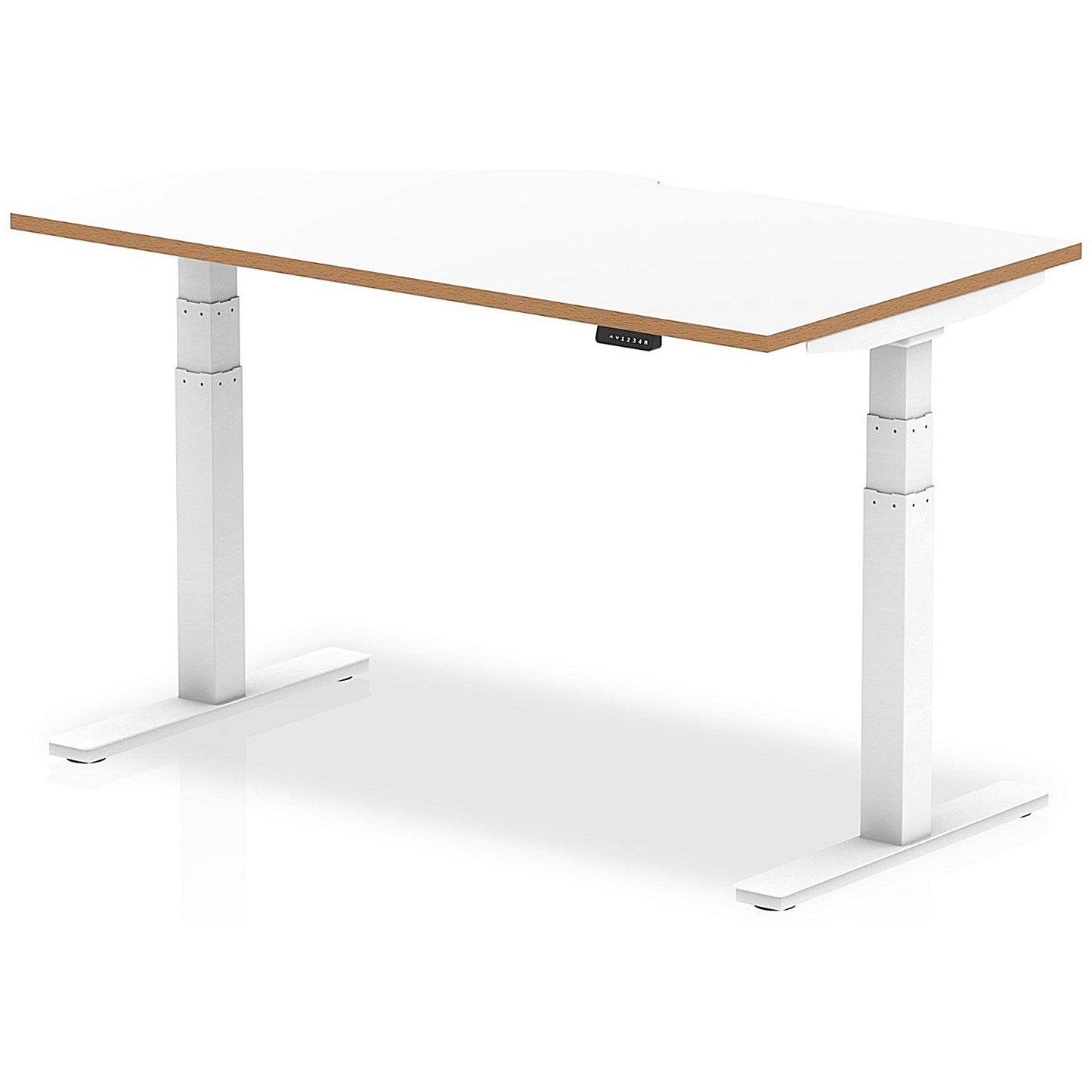 Oslo 1400mm Rectangular Height Adjustable Desk, White Leg, White Easy2Order : OSL0132
