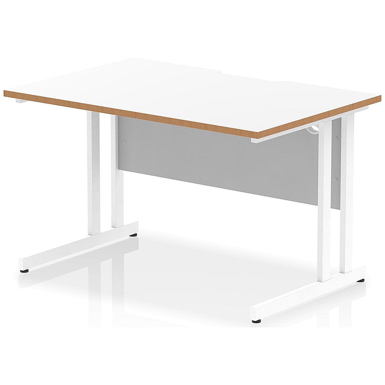 Oslo 1200 Scalloped and Wood Edge Rectangular Desk, Cantilever Legs, White Easy2Order : OSL0137