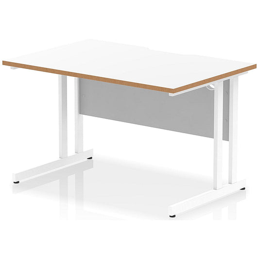 Oslo 1200 Scalloped and Wood Edge Rectangular Desk, Cantilever Legs, White Easy2Order : OSL0137