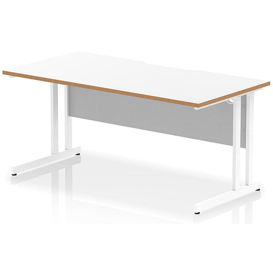 Oslo 1600 Scalloped and Wood Edge Rectangular Desk, Cantilever Legs, White Easy2Order : OSL0139