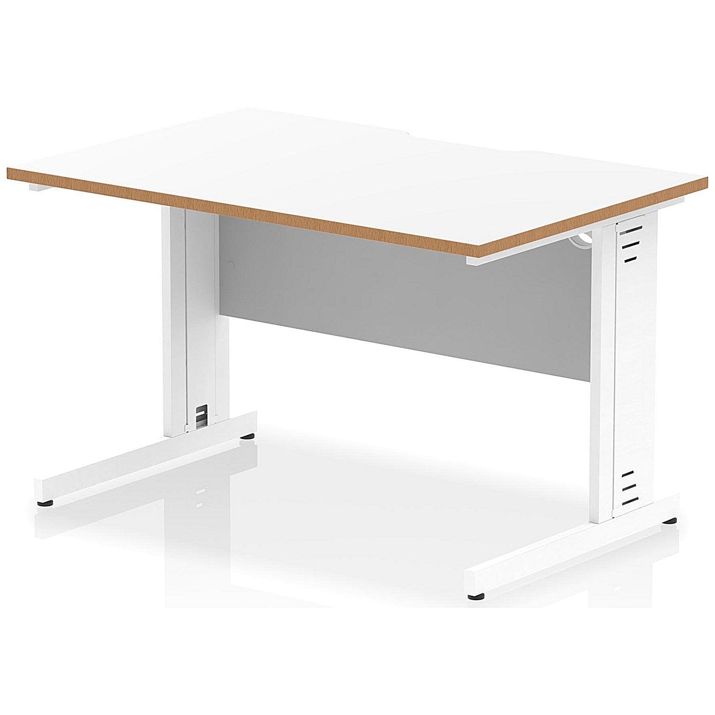 Oslo 1200 Scalloped and Wood Edge Rectangular Desk, Cable Managed Legs, White Easy2Order : OSL0140