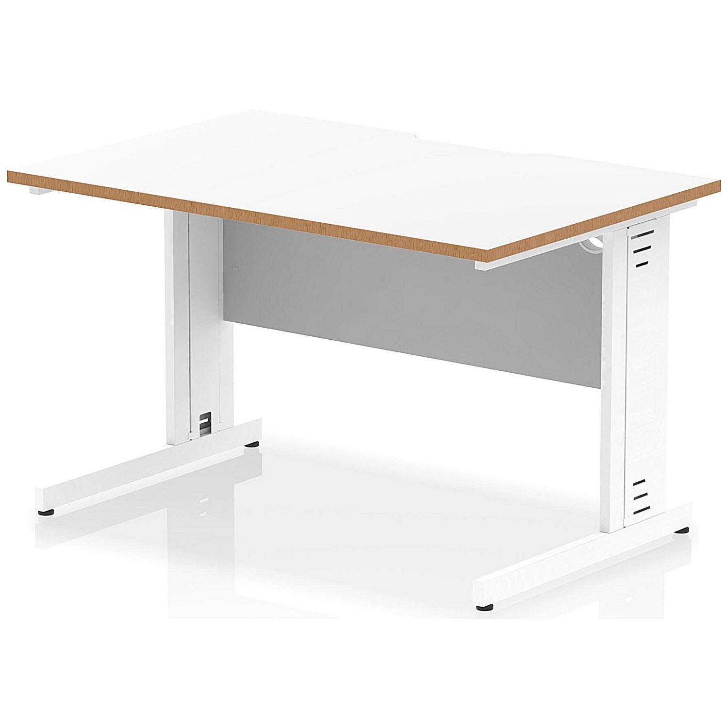 Oslo 1200 Scalloped and Wood Edge Rectangular Desk, Cable Managed Legs, White Easy2Order : OSL0140