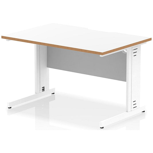 Oslo 1200 Scalloped and Wood Edge Rectangular Desk, Cable Managed Legs, White Easy2Order : OSL0140