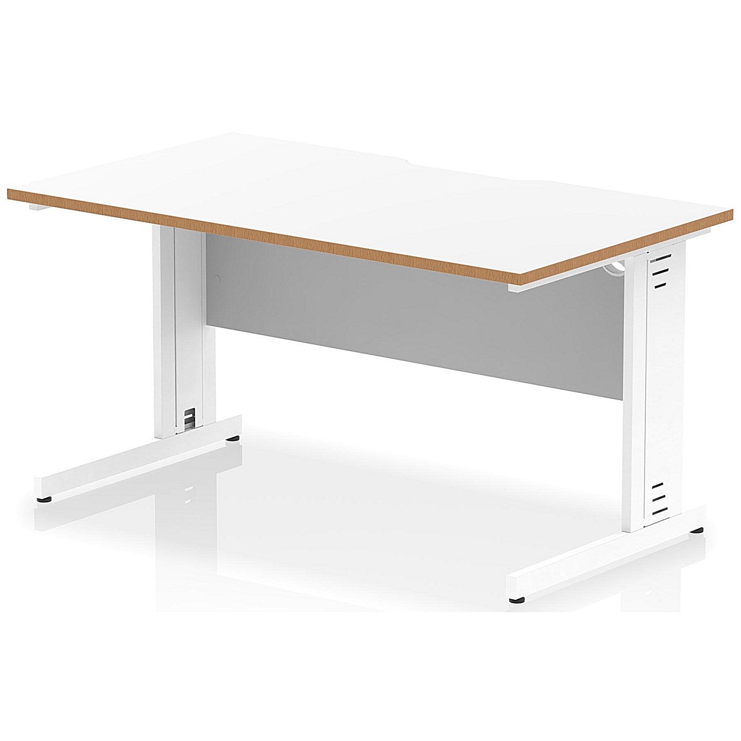 Oslo 1400 Scalloped and Wood Edge Rectangular Desk, Cable Managed Legs, White Easy2Order : OSL0141