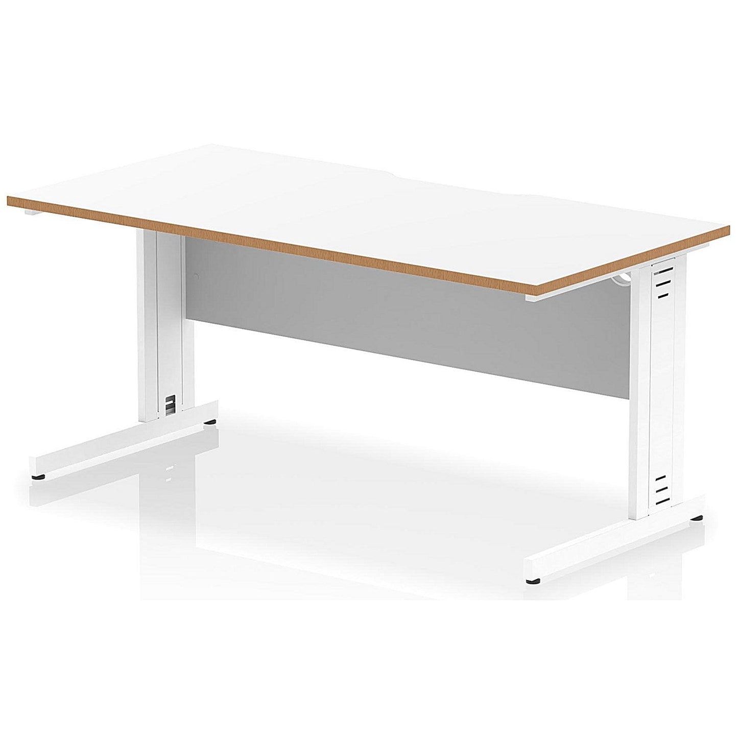 Oslo 1600 Scalloped and Wood Edge Rectangular Desk, Cable Managed Legs, White Easy2Order : OSL0142