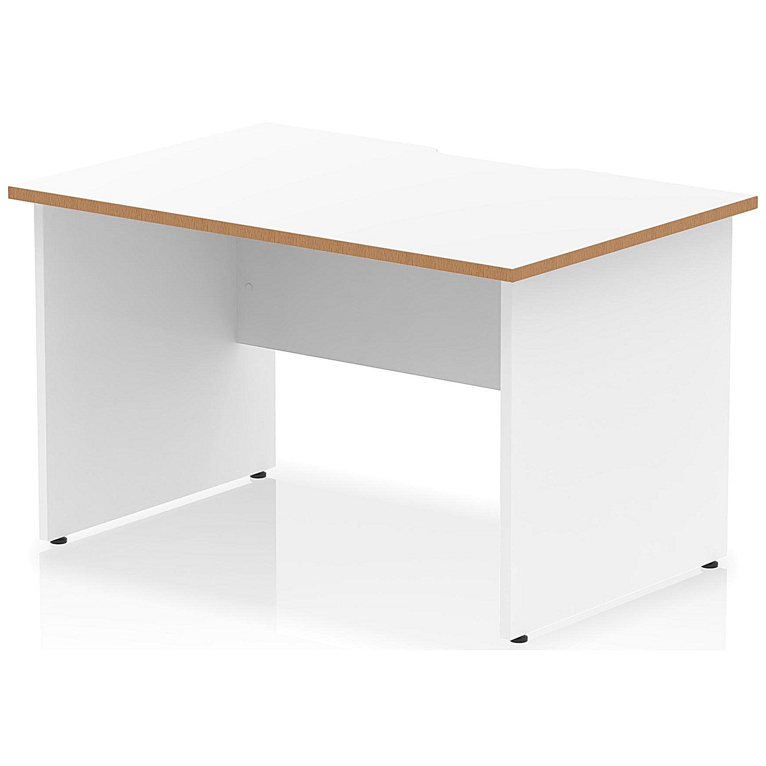 Oslo 1200 Scalloped and Wood Edge Rectangular Desk, Panel End Legs, White Easy2Order : OSL0143