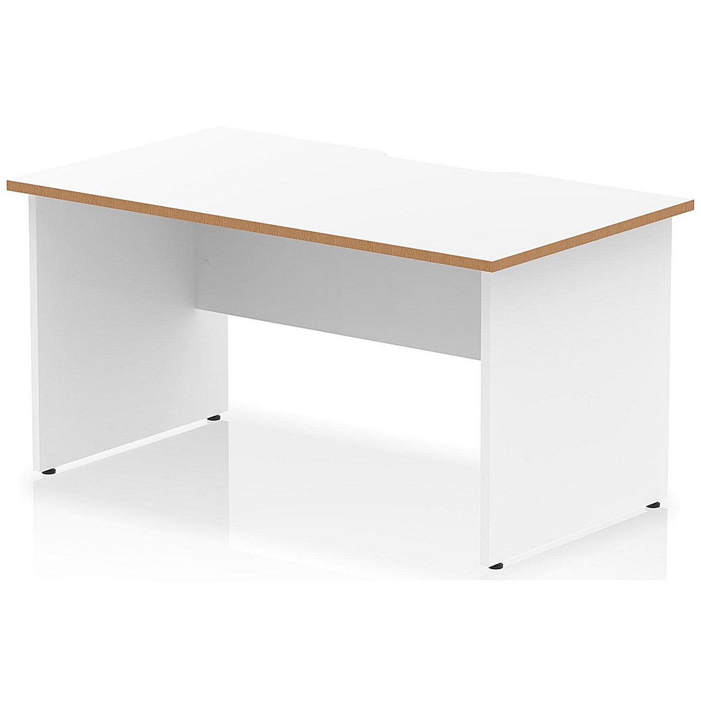 Oslo 1400 Scalloped and Wood Edge Rectangular Desk, Panel End Legs, White Easy2Order : OSL0144