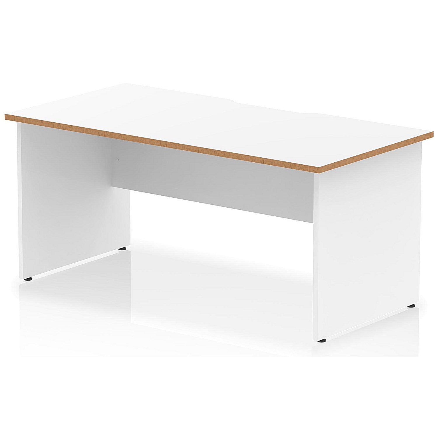 Oslo 1600 Scalloped and Wood Edge Rectangular Desk, Panel End Legs, White Easy2Order : OSL0145