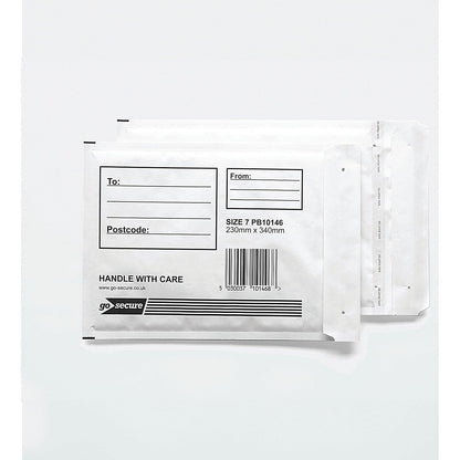 GoSecure Bubble Envelopes, Size 7: 230x340mm, White, Pack of 10