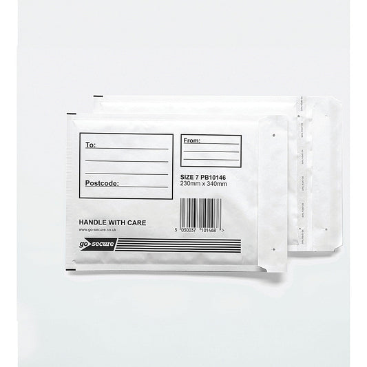 GoSecure Bubble Envelopes, Size 7: 230x340mm, White, Pack of 10