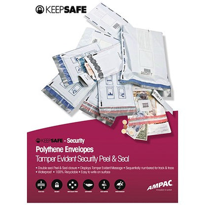 Keepsafe Tamper Evident Envelopes, C5, Peel & Seal, White, Pack of 20
