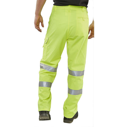 Beeswift Poly Cotton En471 Trousers, Saturn Yellow, 34S Easy2Order : PCTENSY34S