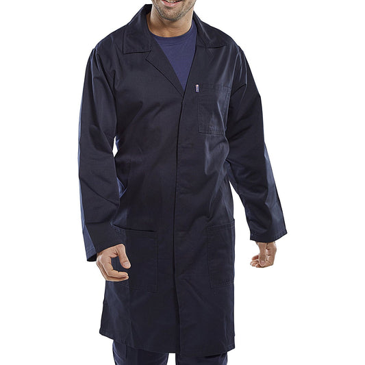 Beeswift Poly Cotton Warehouse Coat, Navy Blue, 38 Easy2Order : PCWCN38