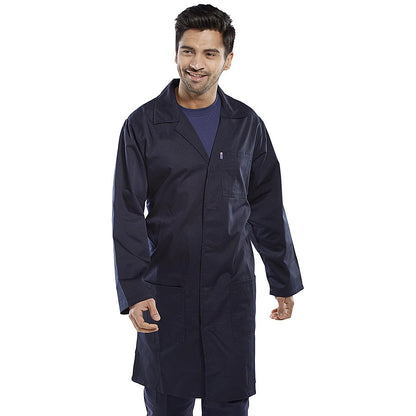 Beeswift Poly Cotton Warehouse Coat, Navy Blue, 46 Easy2Order : PCWCN46