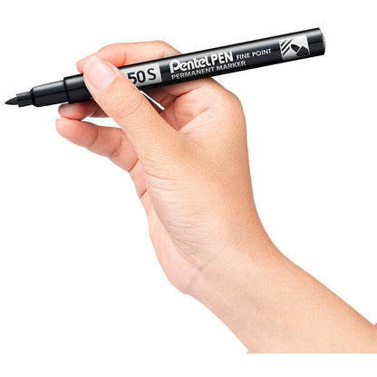 Pentel N50S Permanent Bullet Marker Fine Black (Pack of 12)