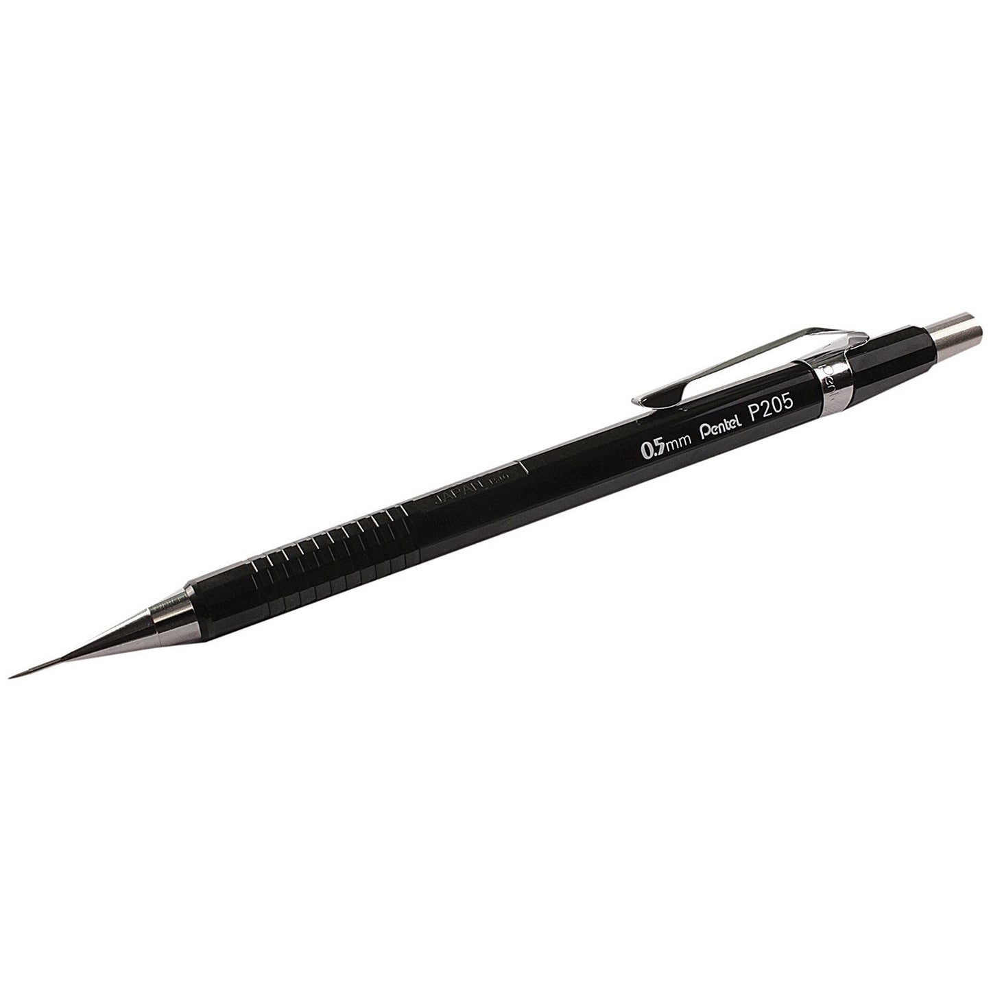 Pentel P205 Mechanical Pencil with eraser, Steel-lined with 6 x HB 0.5mm Lead, Pack of 12