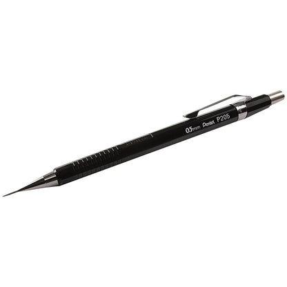 Pentel P205 Mechanical Pencil with eraser, Steel-lined with 6 x HB 0.5mm Lead, Pack of 12