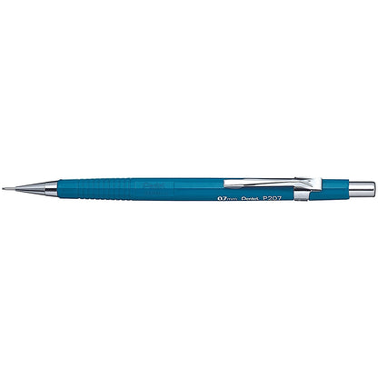 Pentel P207 Mechanical Pencil with eraser, Steel-lined with 6 x HB 0.7mm Lead, Pack of 12