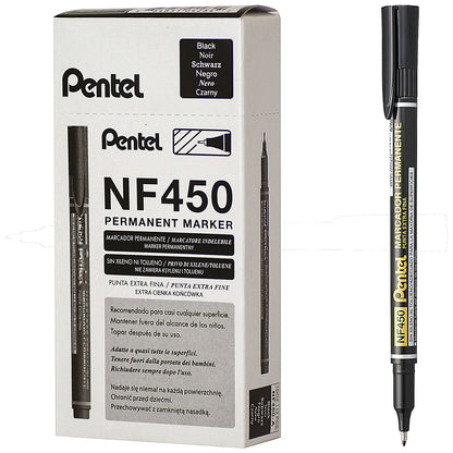 Pentel Extra Fine Permanent Marker, Black, Pack of 12