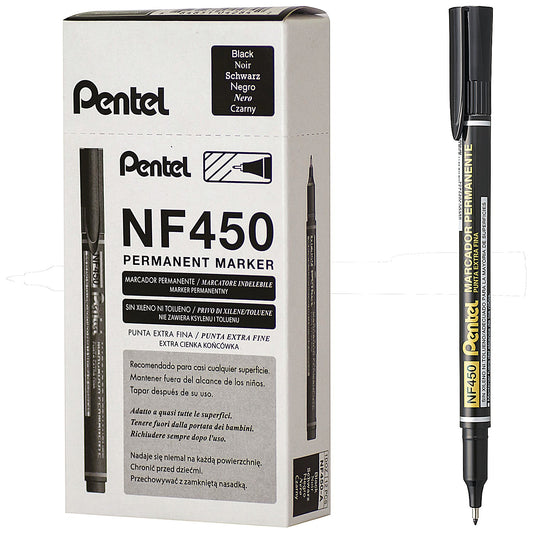 Pentel Extra Fine Permanent Marker, Black, Pack of 12