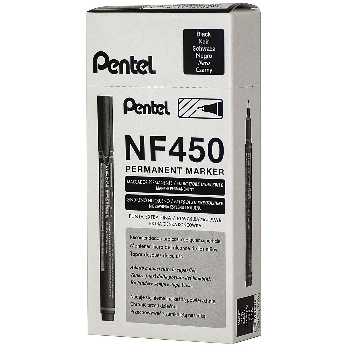 Pentel Extra Fine Permanent Marker, Black, Pack of 12