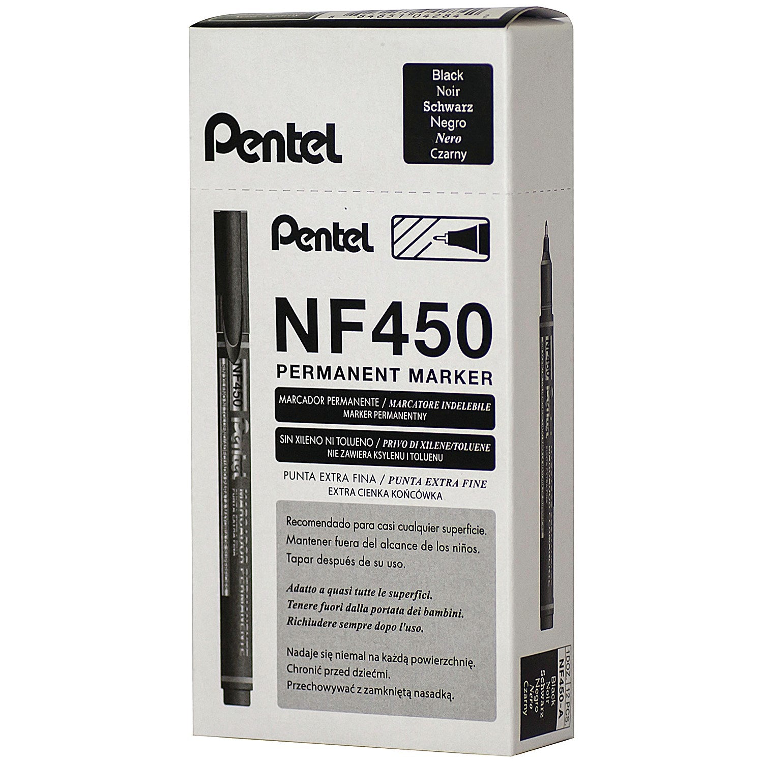 Pentel Extra Fine Permanent Marker, Black, Pack of 12