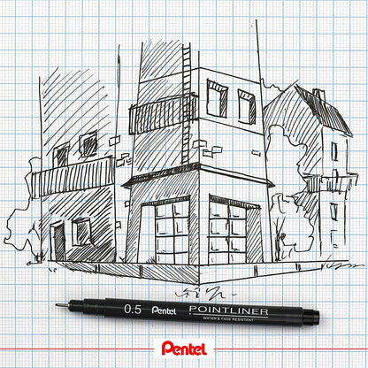 Pentel Pointliner Pigment Pen, Assorted Sizes, Black, Pack of 5 Easy2Order : PE05516