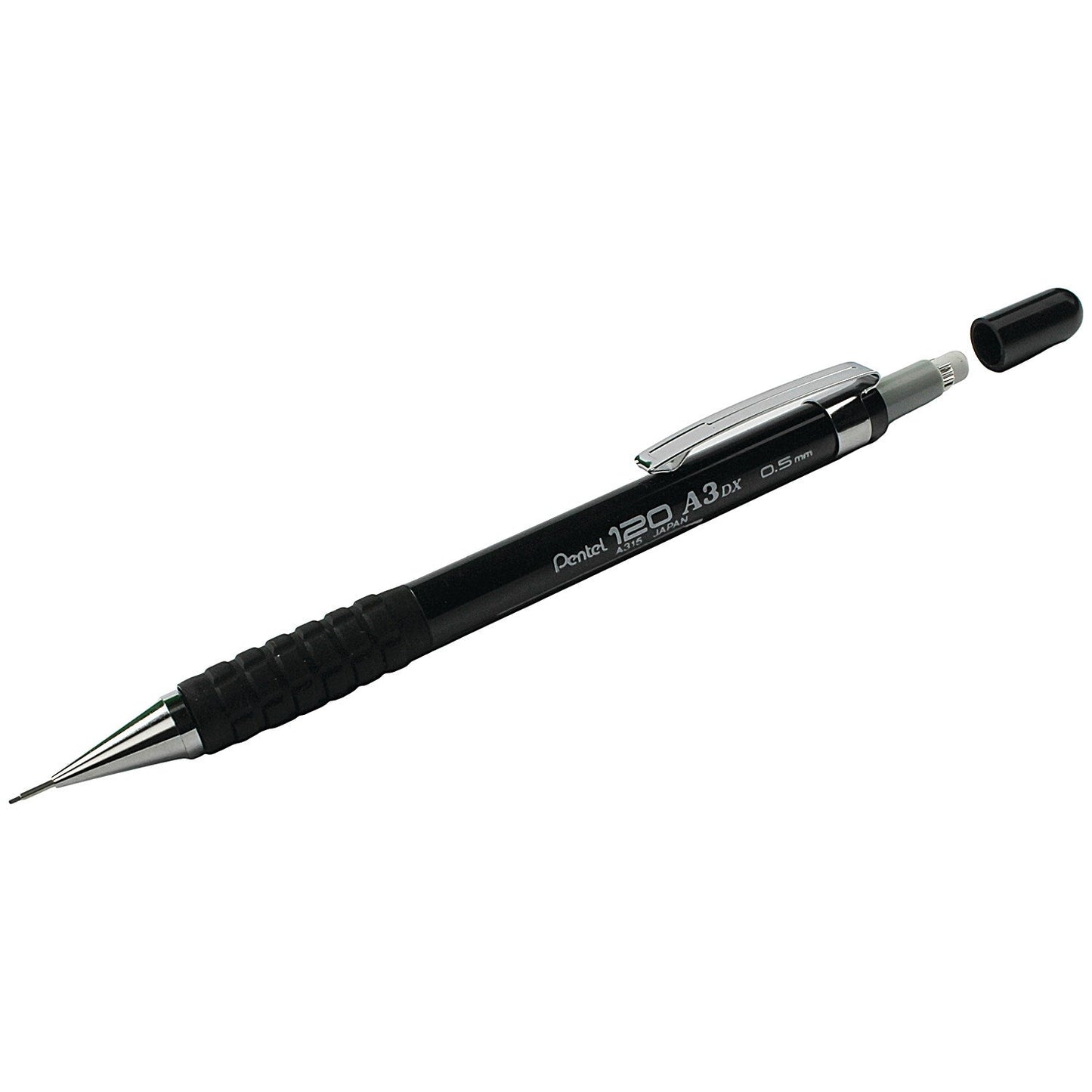 Pentel A315 Automatic Pencil with Rubber Grip, Black Barrel, Pack of 12