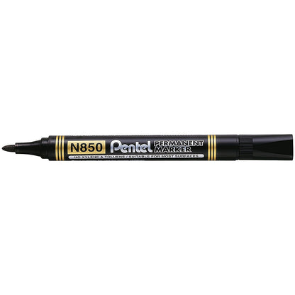 Pentel N850 Permanent Marker, Bullet Tip, Black, Pack of 12