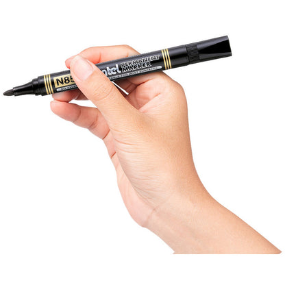 Pentel N850 Permanent Marker, Bullet Tip, Black, Pack of 12