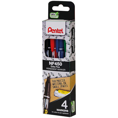 Pentel Permanent Marker Fine Assorted (Pack of 4)