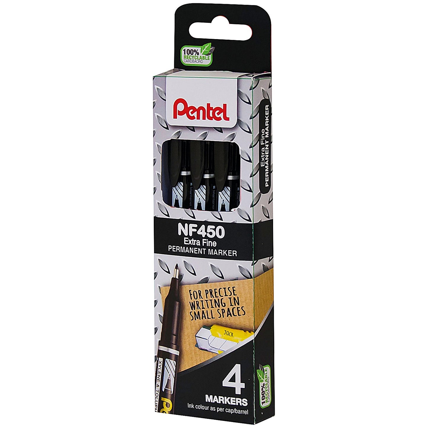 Pentel Permanent Marker Fine Black (Pack of 4)